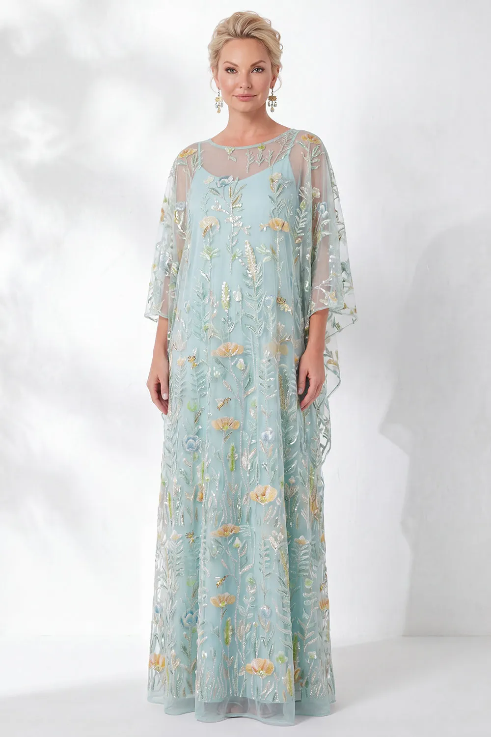Navy Sheath Floral Round Neck Embroidered Mother Of the Bride Dress sold by Zapaka product image thumbnail 5