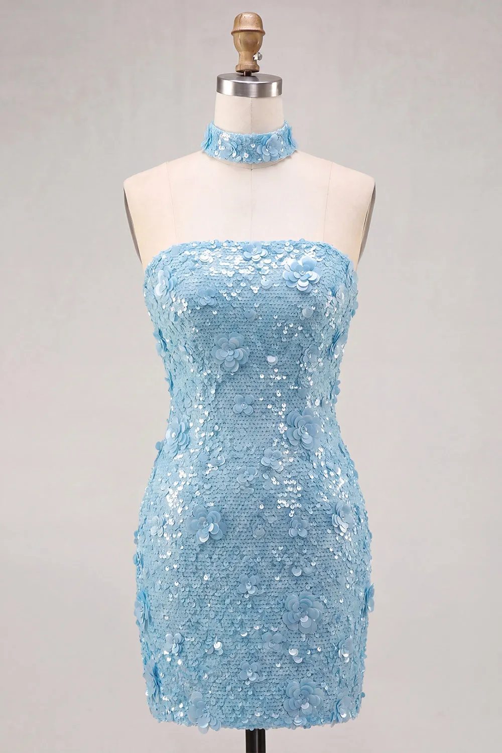 Gold Strapless Sequins Bodycon Short Homecoming Dress with Lace Up Back sold by Zapaka