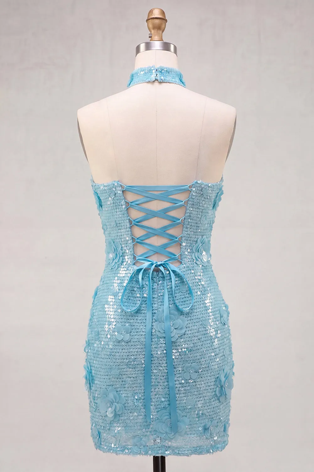 Gold Strapless Sequins Bodycon Short Homecoming Dress with Lace Up Back sold by Zapaka product image thumbnail 2