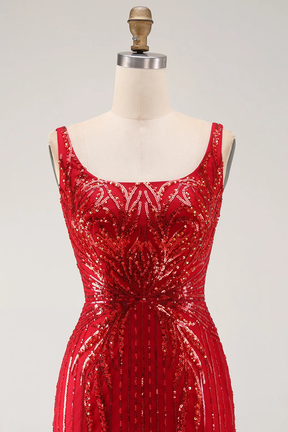 Sparkly Burgundy Bodycon Sequins Square Neck Short Homecoming Dress sold by Zapaka product image thumbnail 4