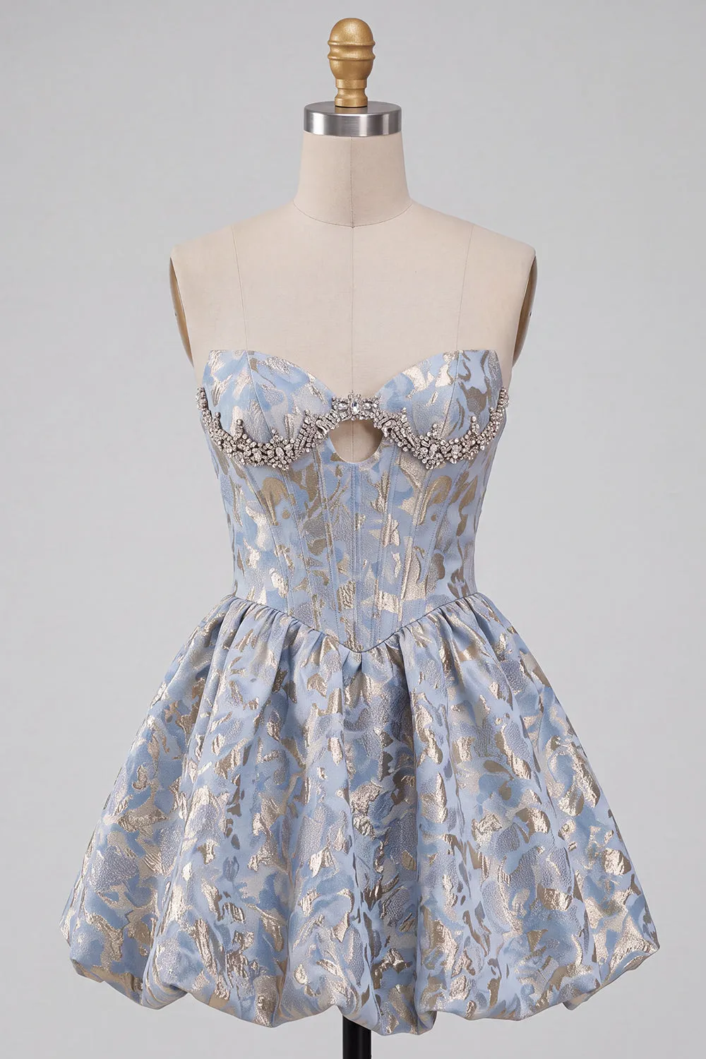 Light Blue Corset Sweetheart Short Homecoming Dress with Rhinestone sold by Zapaka product image thumbnail 5