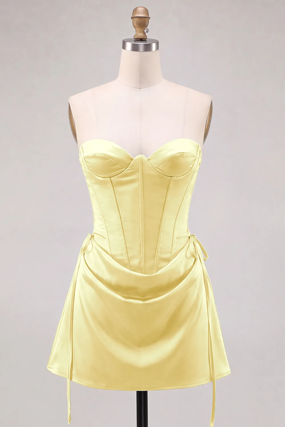 Daffodil Strapless Draped Hem Corset Short Homecoming Dress with Lace Up Back sold by Zapaka product image thumbnail 5