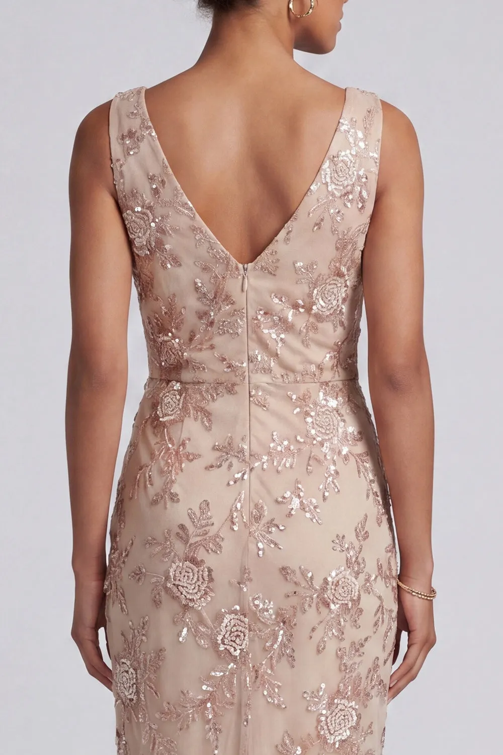 Champagne Sheath Cowl Neck Ruched Midi Mother of the Bride Dress with Side Slit sold by Zapaka product image thumbnail 5