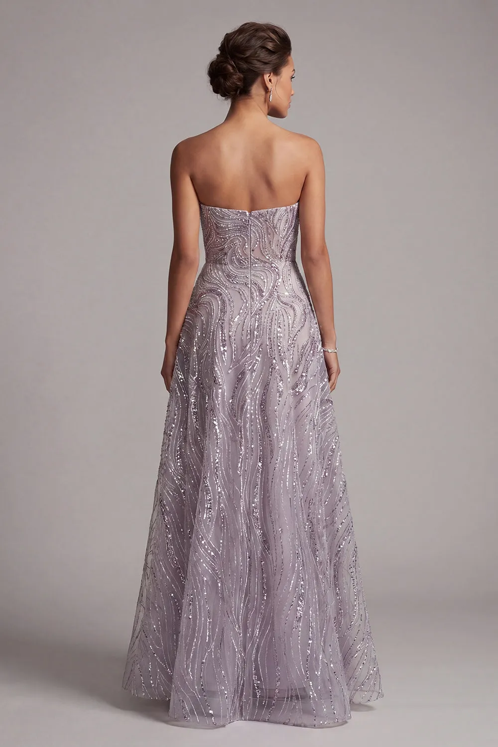 Lilac A-Line Strapless Sequins Long Mother of the Bride Dress sold by Zapaka product image thumbnail 2