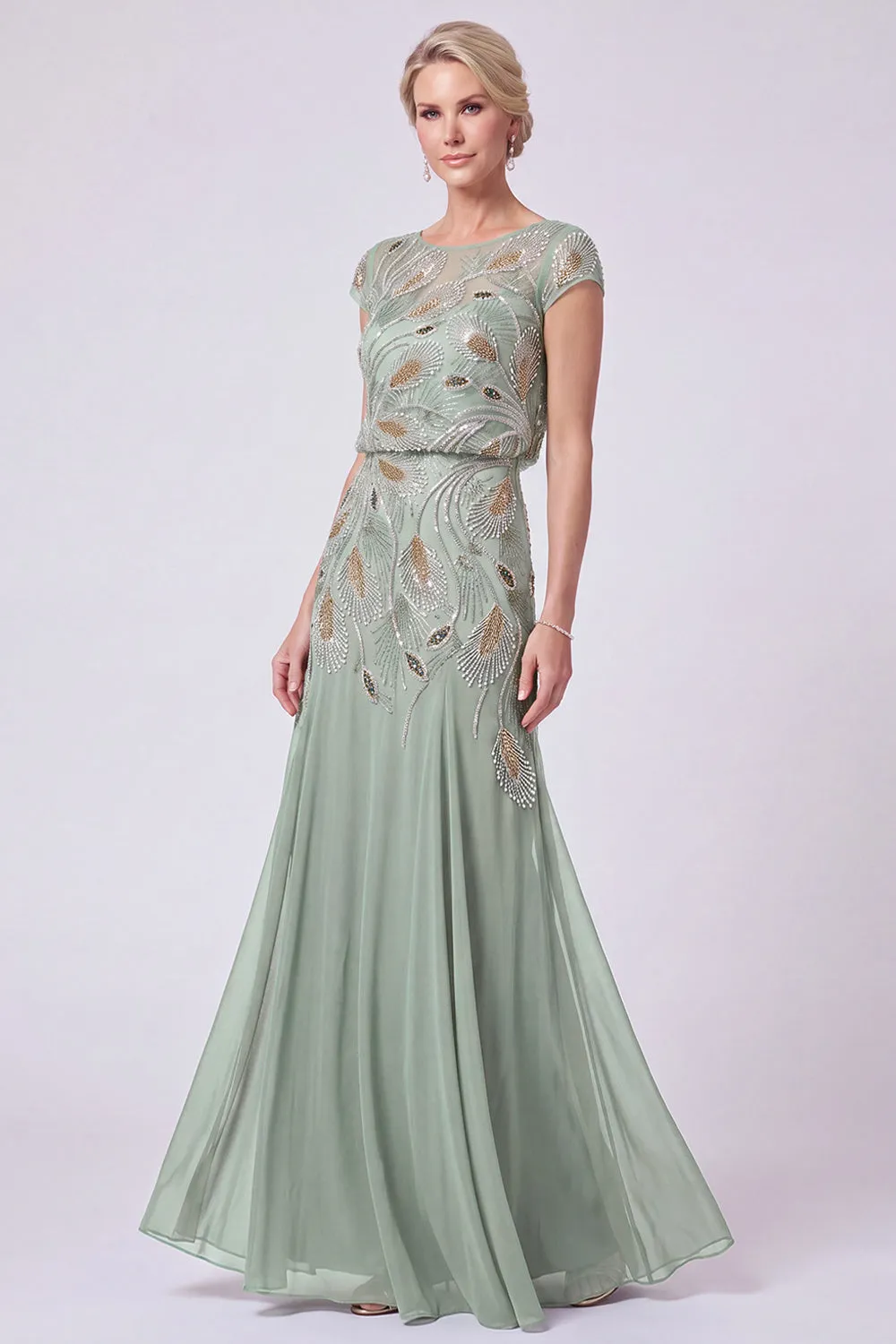 Navy Beaded Batueau A-Line Long Mother Of The Bride Dress sold by Zapaka product image thumbnail 5