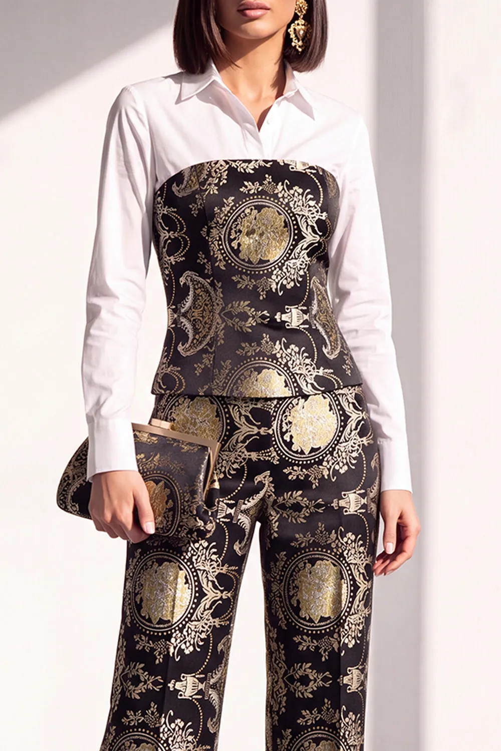 Black Golden Corset Printed Pant Suits Women Suits sold by Zapaka product image thumbnail 3