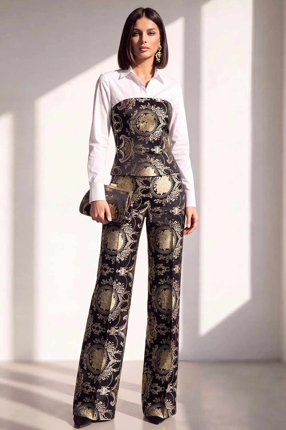 Black Golden Corset Printed Pant Suits Women Suits sold by Zapaka