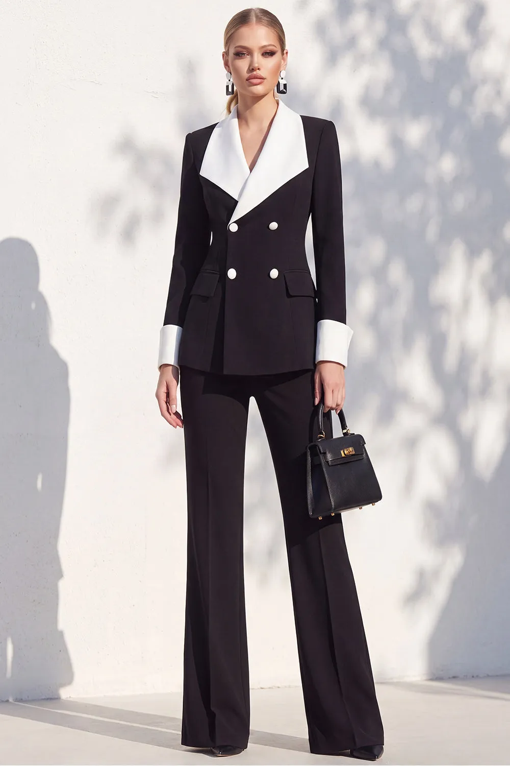 Berlin Blue Pantsuits Two Piece Long Sleeves Covered Button Women Suits sold by Zapaka product image thumbnail 5