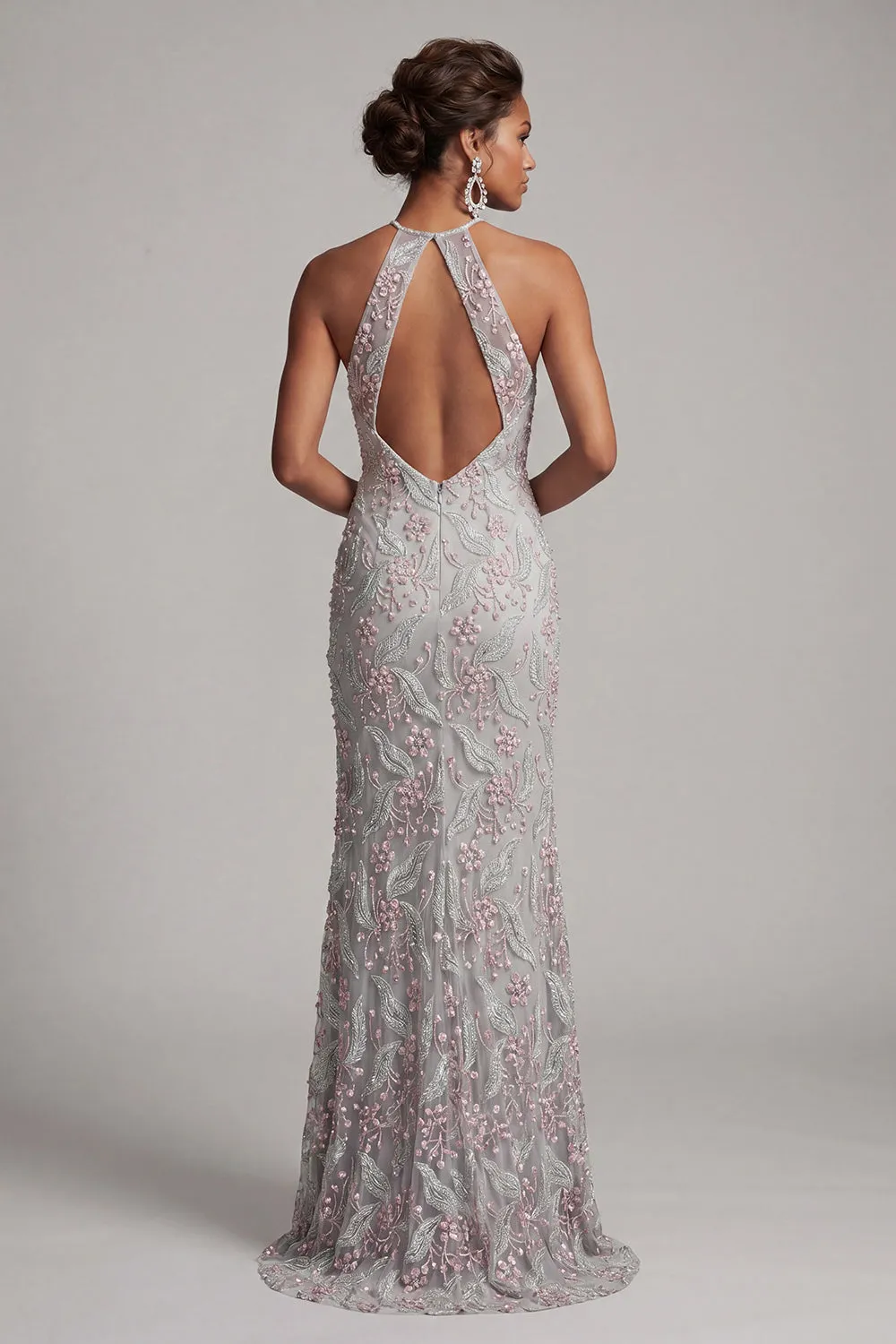 Dusty Blue Sheath Halter Beaded Mother of the Bride Dress with Pockets sold by Zapaka product image thumbnail 2