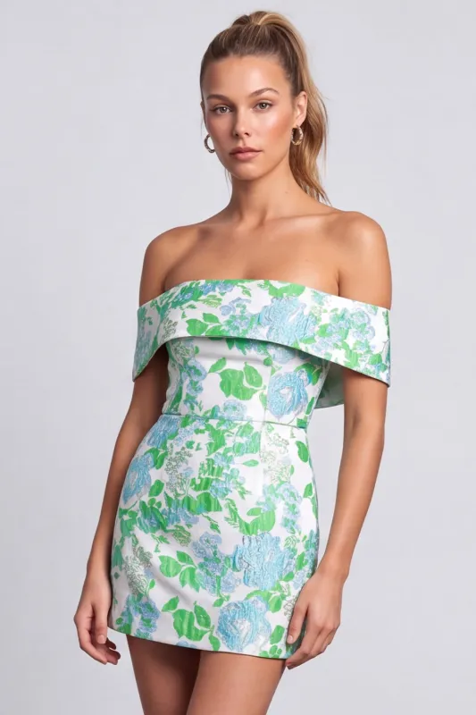 Green Strapless Floral Printed Bodycon Short Homecoming Dress made by Zapaka