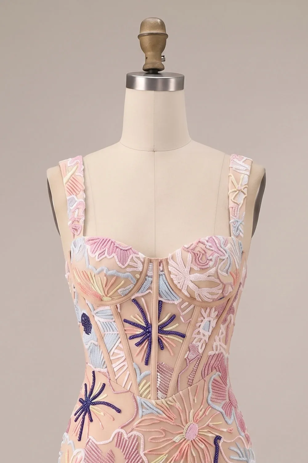 Pink Corset Bodycon Square Neck Mini Homecoming Dress with Appliques sold by Zapaka product image thumbnail 3