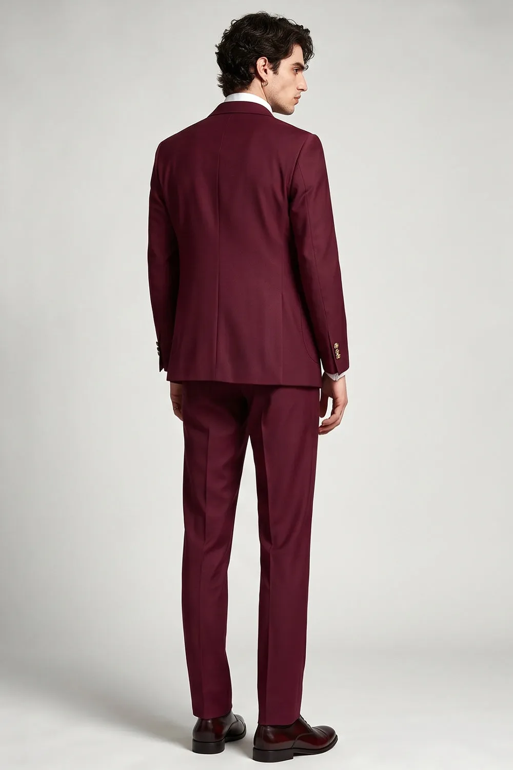 Burgundy Peak Lapel Double Breasted 2 Piece Men's Prom Suits sold by Zapaka product image thumbnail 2