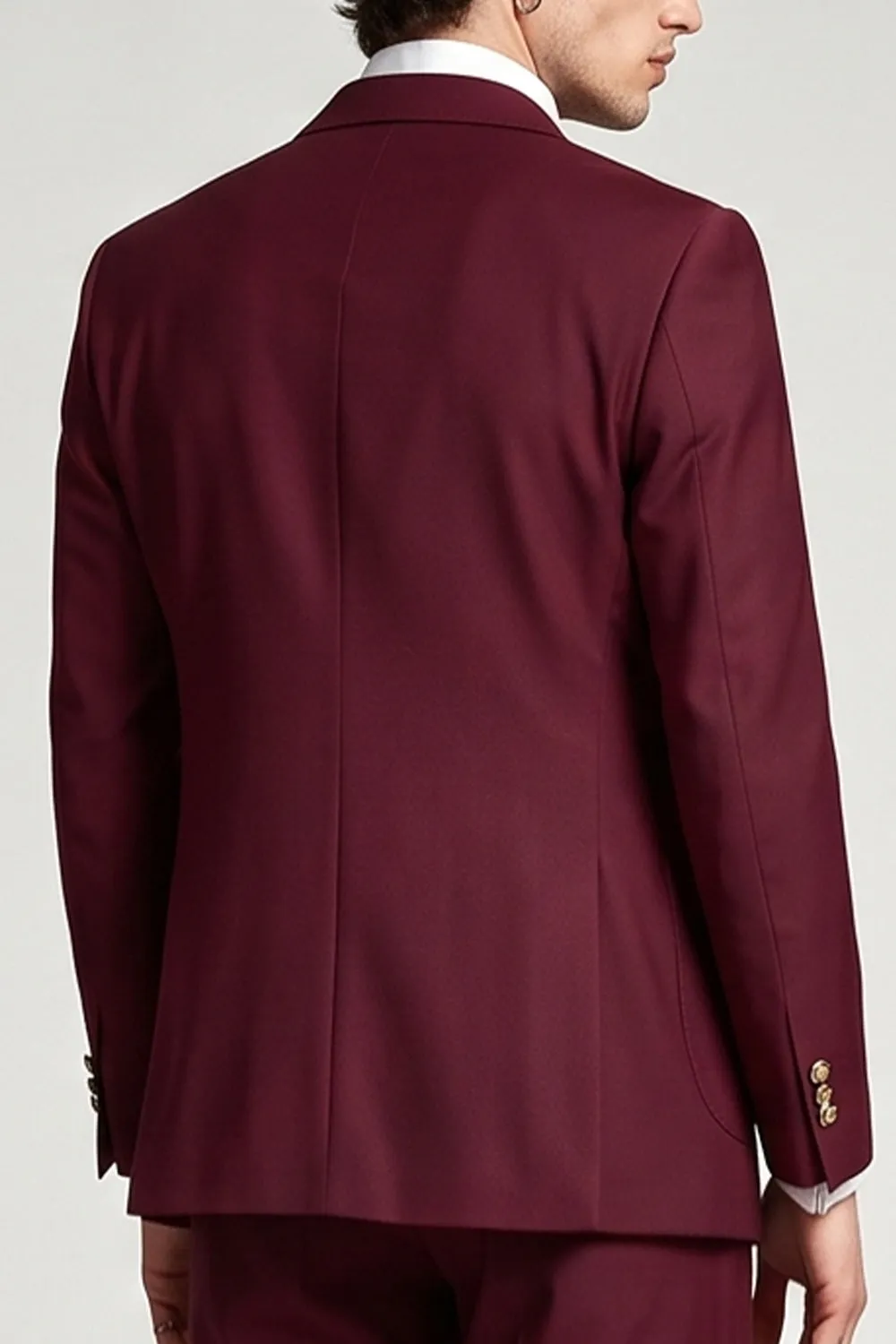 Burgundy Peak Lapel Double Breasted 2 Piece Men's Prom Suits sold by Zapaka product image thumbnail 4