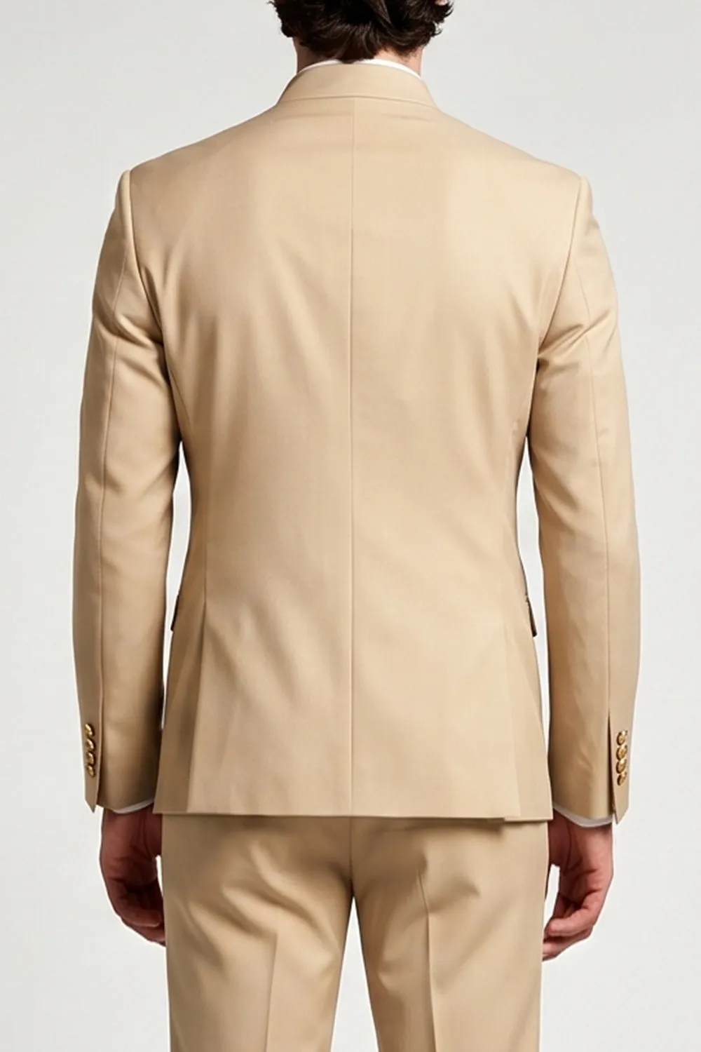 Khaki Mandarin Collar Double Breasted 2 Piece Men's Prom Suits sold by Zapaka product image thumbnail 4