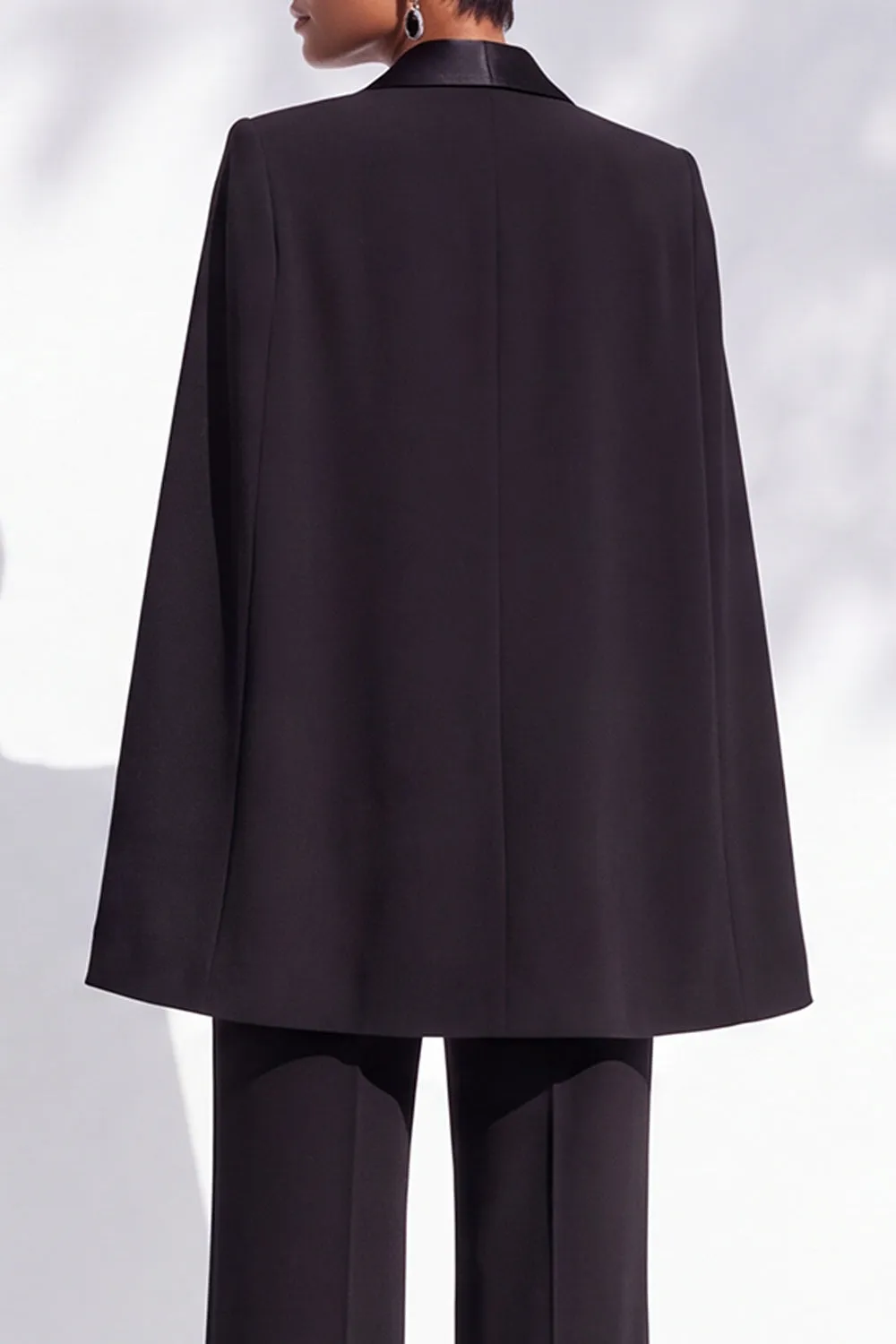 Black Peak Lapel Single Breasted 2 Piece Cape Satin Women Suits sold by Zapaka product image thumbnail 4