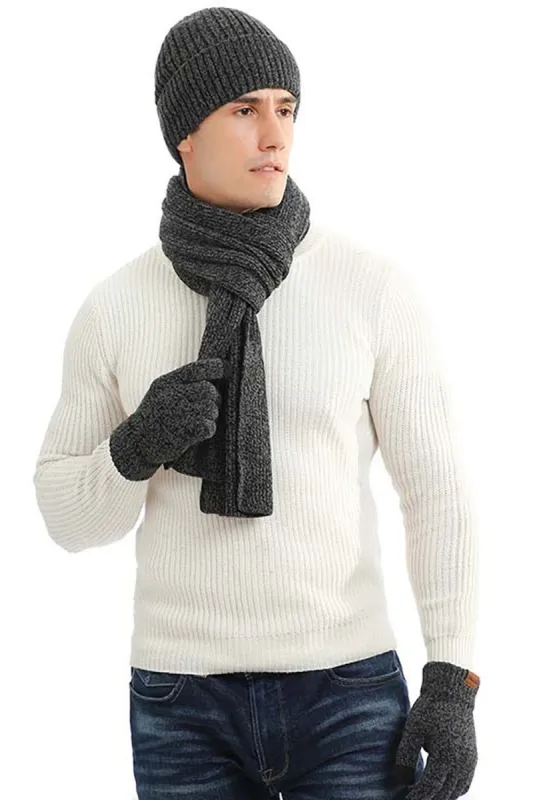 Grey Acrylic Jacquard Rectangle Men's Soft Scarf sold by Zapaka