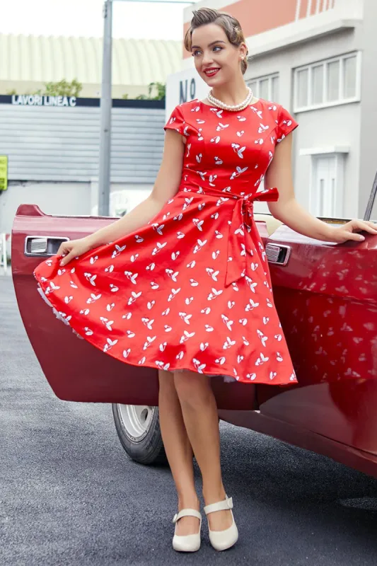 Red Cherry 1950s Swing Dress sold by Zapaka