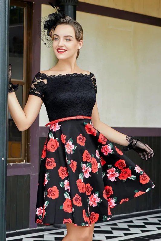 Off-Shoulder Patchwork Dress sold by Zapaka