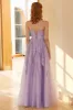 Charming A Line Spaghetti Straps Light Purple Long Prom Dress with Appliques sold by Zapaka