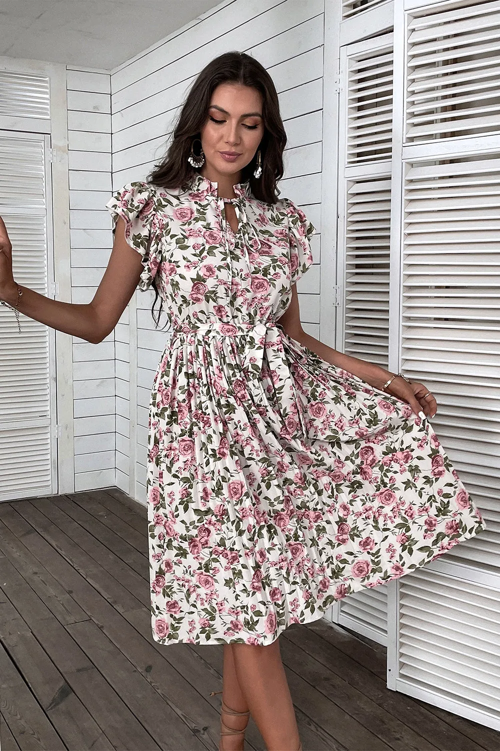 Floral Print Summer Dress with Ruffles sold by Zapaka product image thumbnail 3