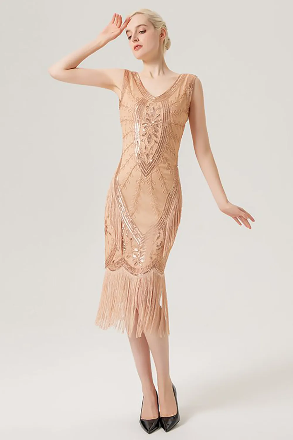 Sparkly Black Flapper Dress With Fringes sold by Zapaka product image thumbnail 3