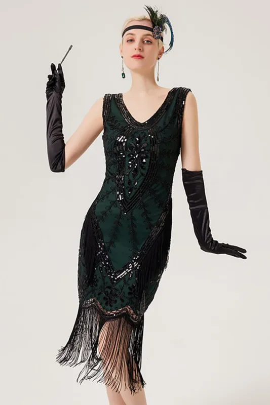 Sparkly Black Flapper Dress With Fringes sold by Zapaka