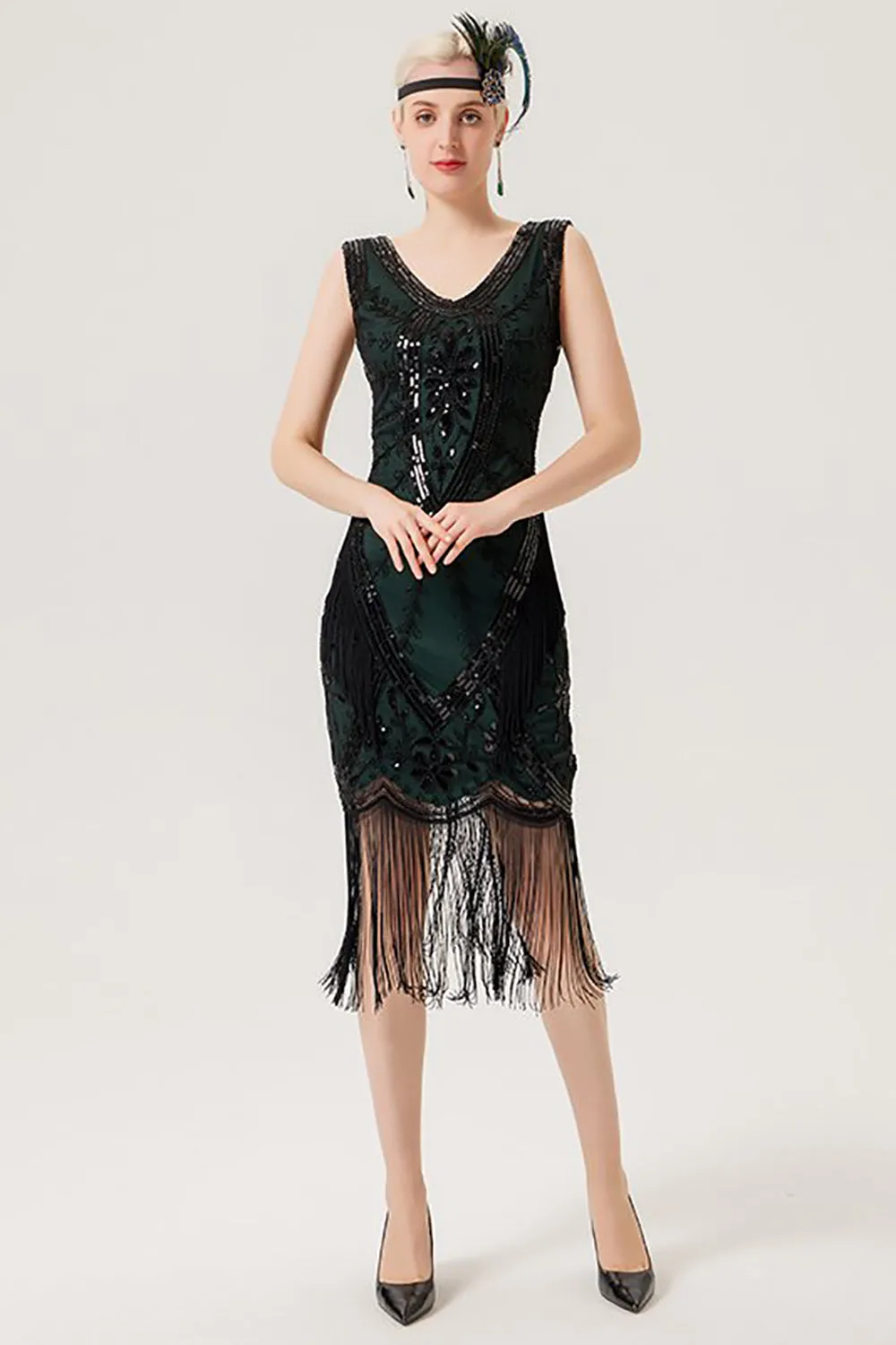 Sparkly Black Flapper Dress With Fringes sold by Zapaka product image thumbnail 2