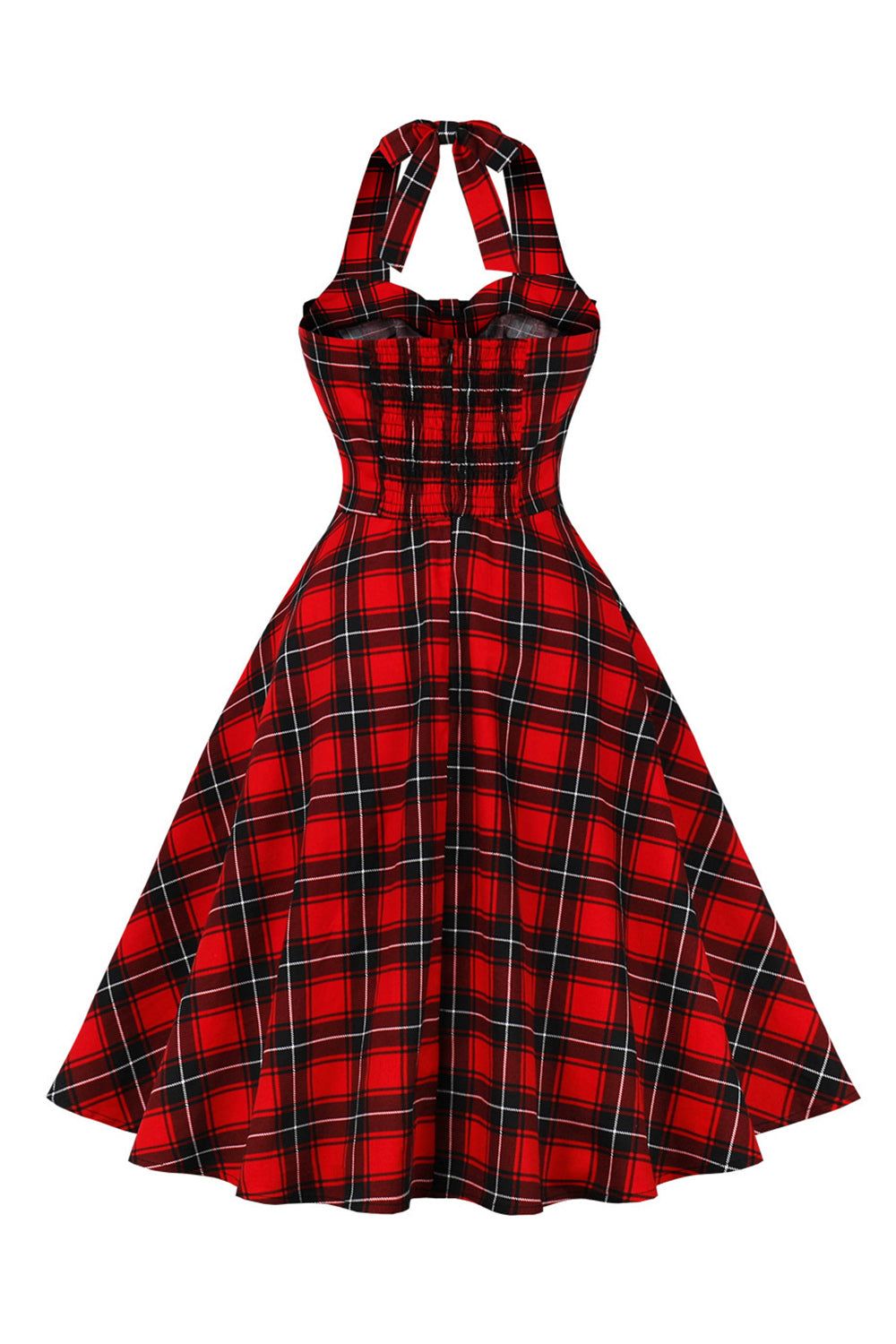 Halter Plaid Red Vintage Dress sold by Zapaka product image thumbnail 2