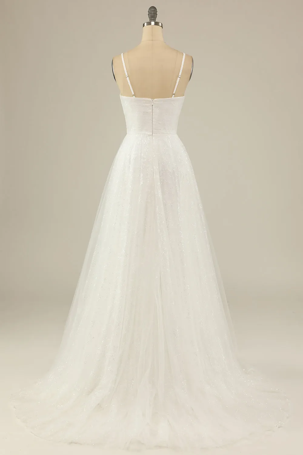 A Line Spaghetti Straps White Tulle Party Dress sold by Zapaka product image thumbnail 2