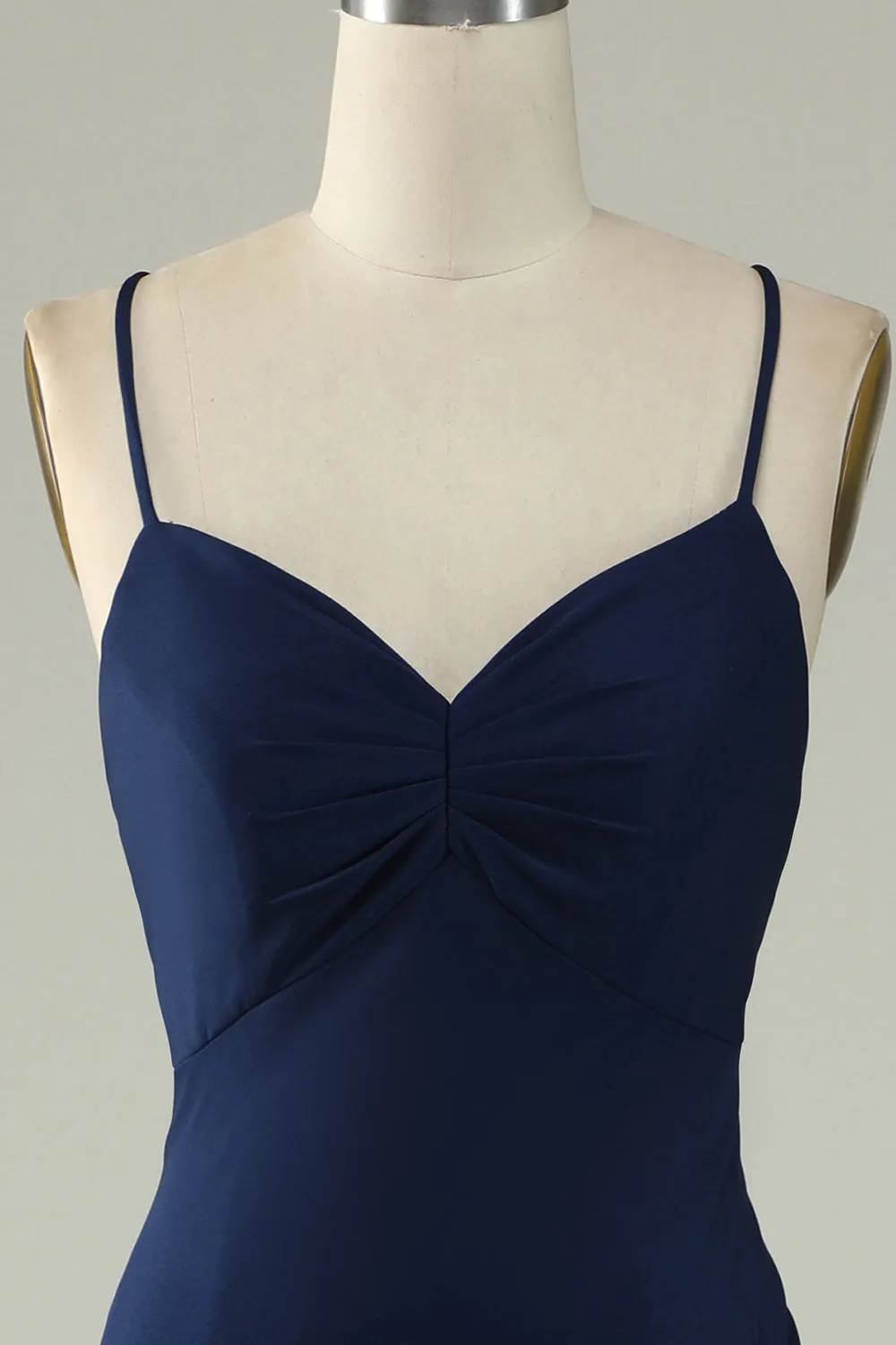 Mermaid Spaghetti Straps Navy Plus Size Formal Dress with Split Front sold by Zapaka product image thumbnail 4