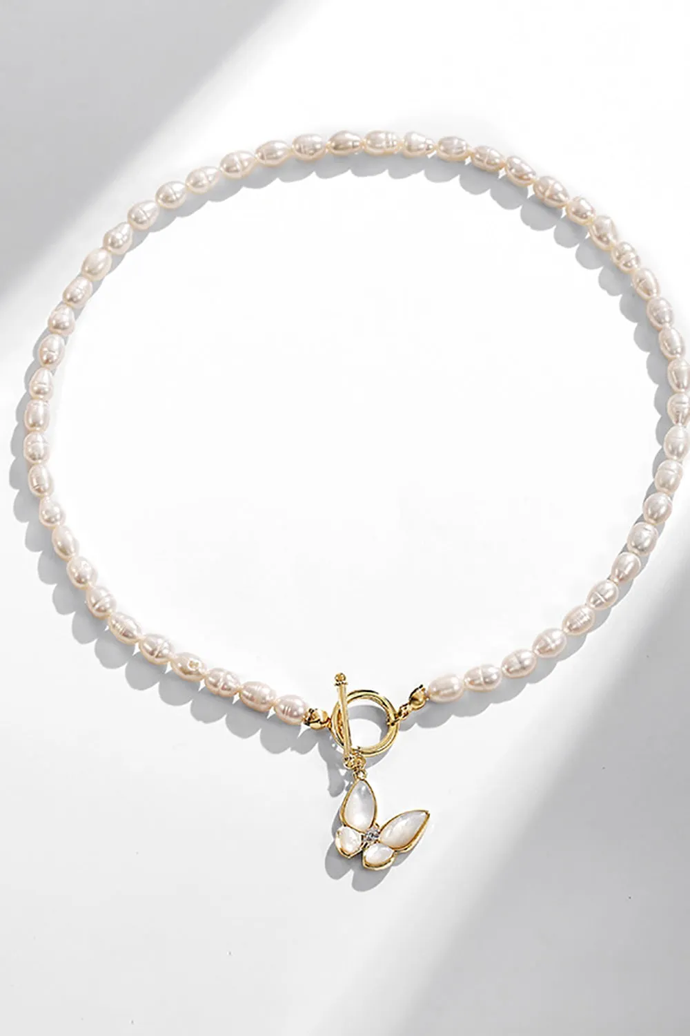 White Sparkly Big Butterfly Choker Dainty Pearl Chain Necklace sold by Zapaka product image thumbnail 2