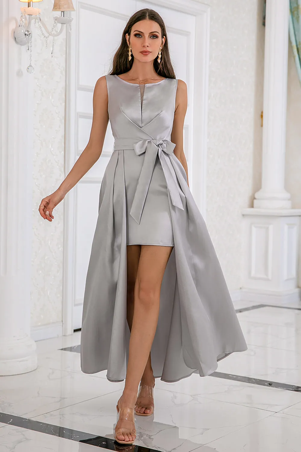 Grey High-low Bodycon Party Dress sold by Zapaka