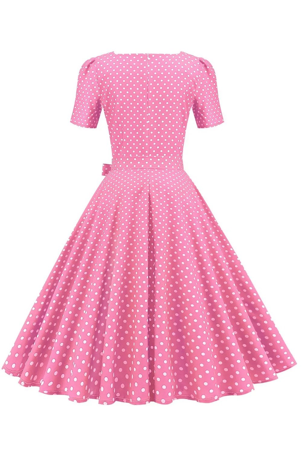 Pink Polka Dots Short Sleeves 1950s Dress sold by Zapaka product image thumbnail 2