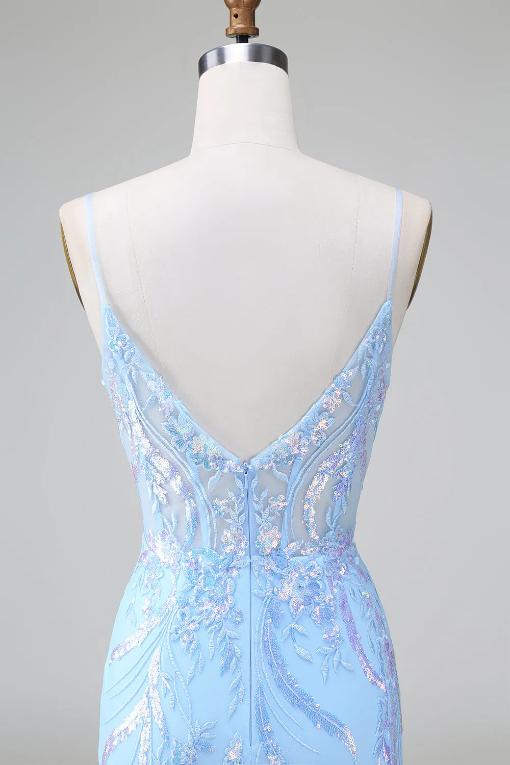 Blue Sequins Corset Open Back Short Homecoming Dress with Embroidery sold by Zapaka product image thumbnail 5