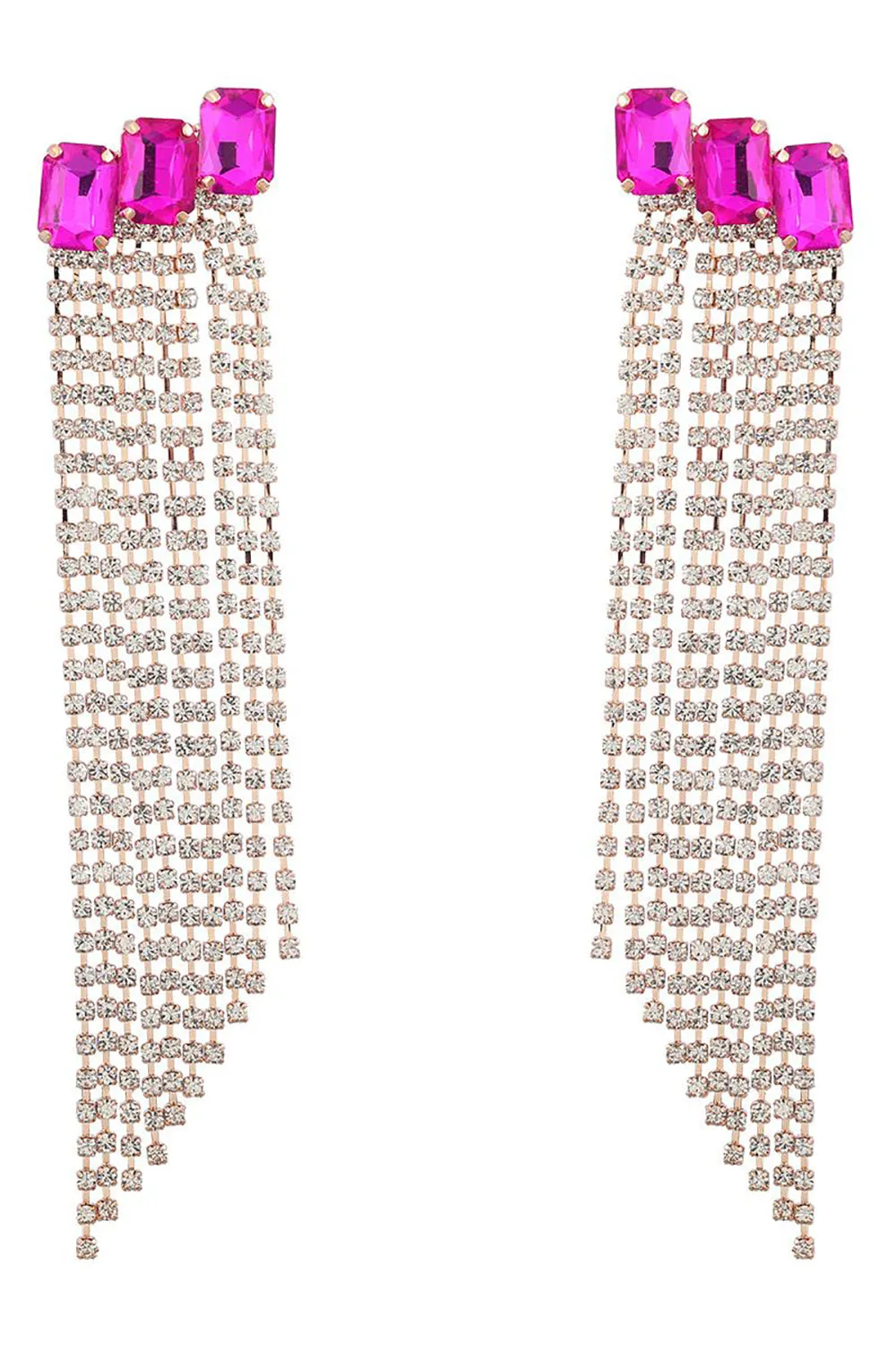 Fuchsia Beaded Rhinestone Party Earrings sold by Zapaka