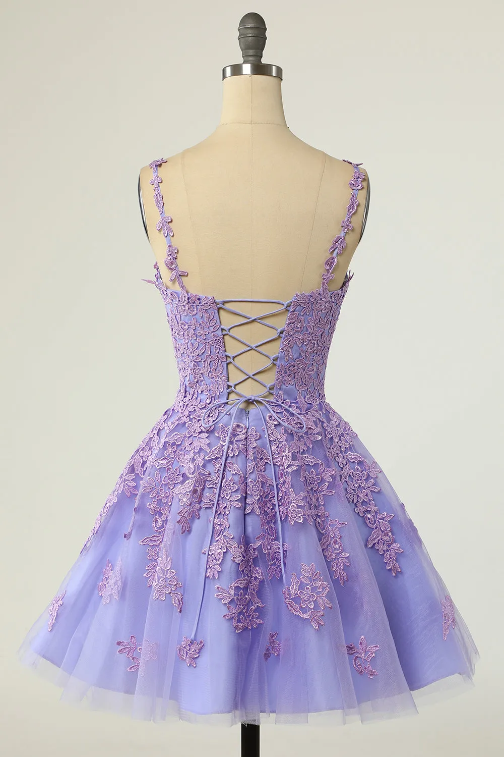A Line Spaghetti Straps Purple Short Homecoming Dress sold by Zapaka product image thumbnail 2