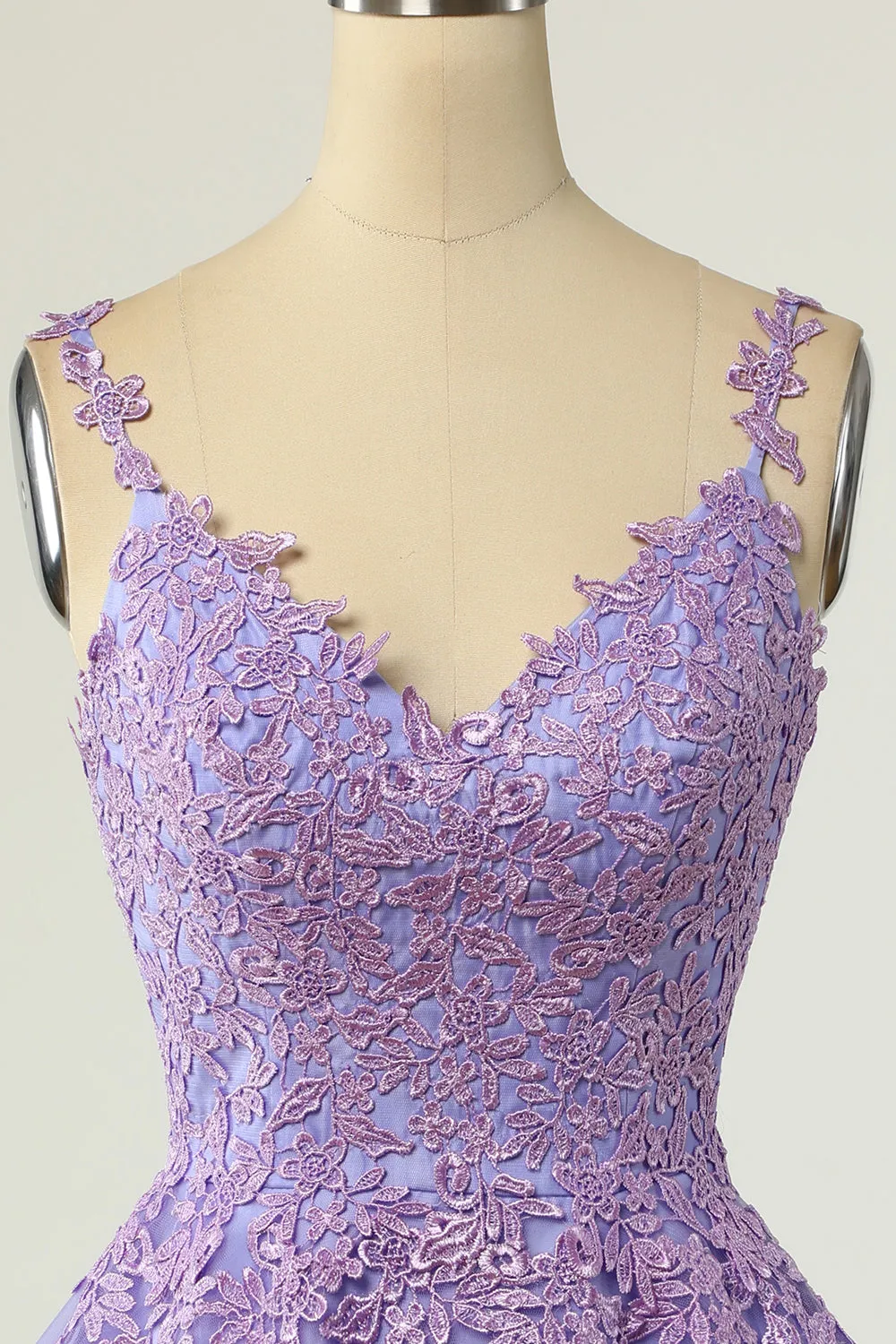 A Line Spaghetti Straps Purple Short Homecoming Dress sold by Zapaka product image thumbnail 3