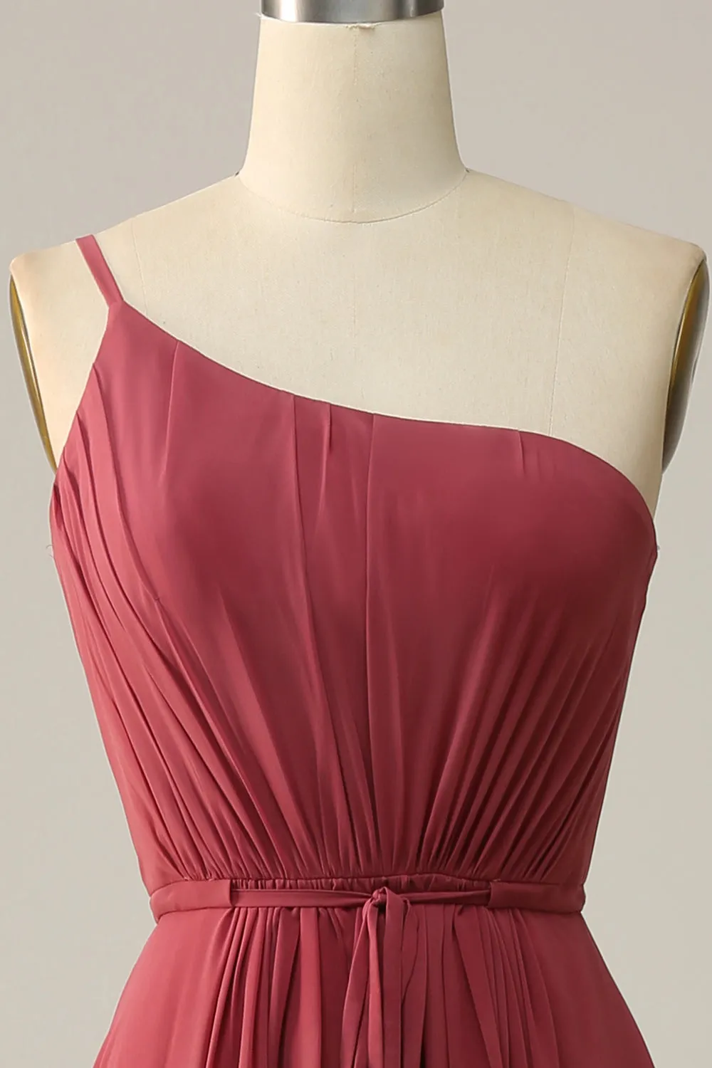 One Shoulder Desert Rose A Line Long Bridesmaid Dress sold by Zapaka product image thumbnail 4