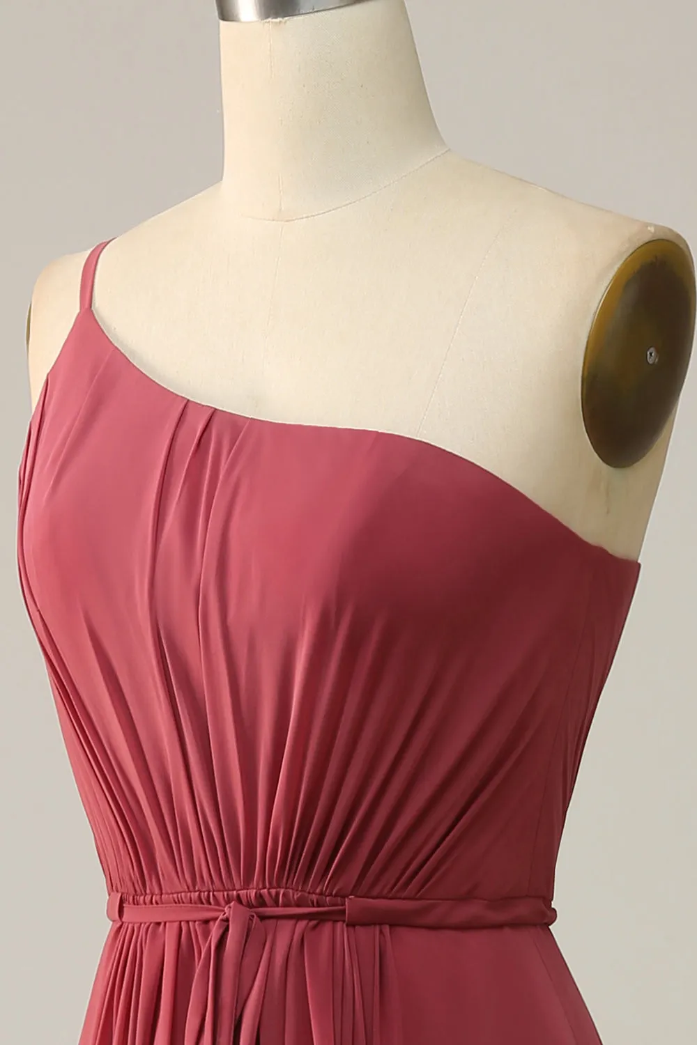 One Shoulder Desert Rose A Line Long Bridesmaid Dress sold by Zapaka product image thumbnail 5