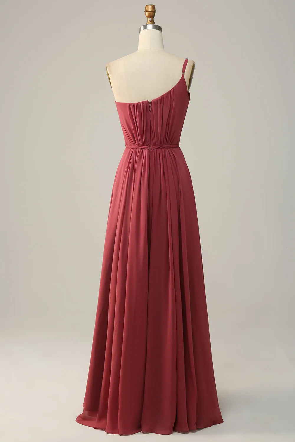 One Shoulder Desert Rose A Line Long Bridesmaid Dress sold by Zapaka product image thumbnail 2