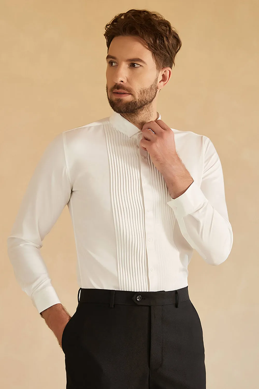Long Sleeves White Men's Suit Shirt sold by Zapaka