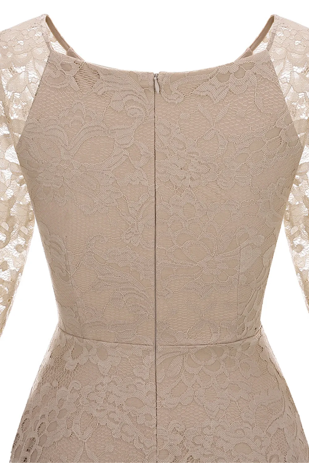 Champagne 3/4 Sleeves Lace Party Dress sold by Zapaka product image thumbnail 4