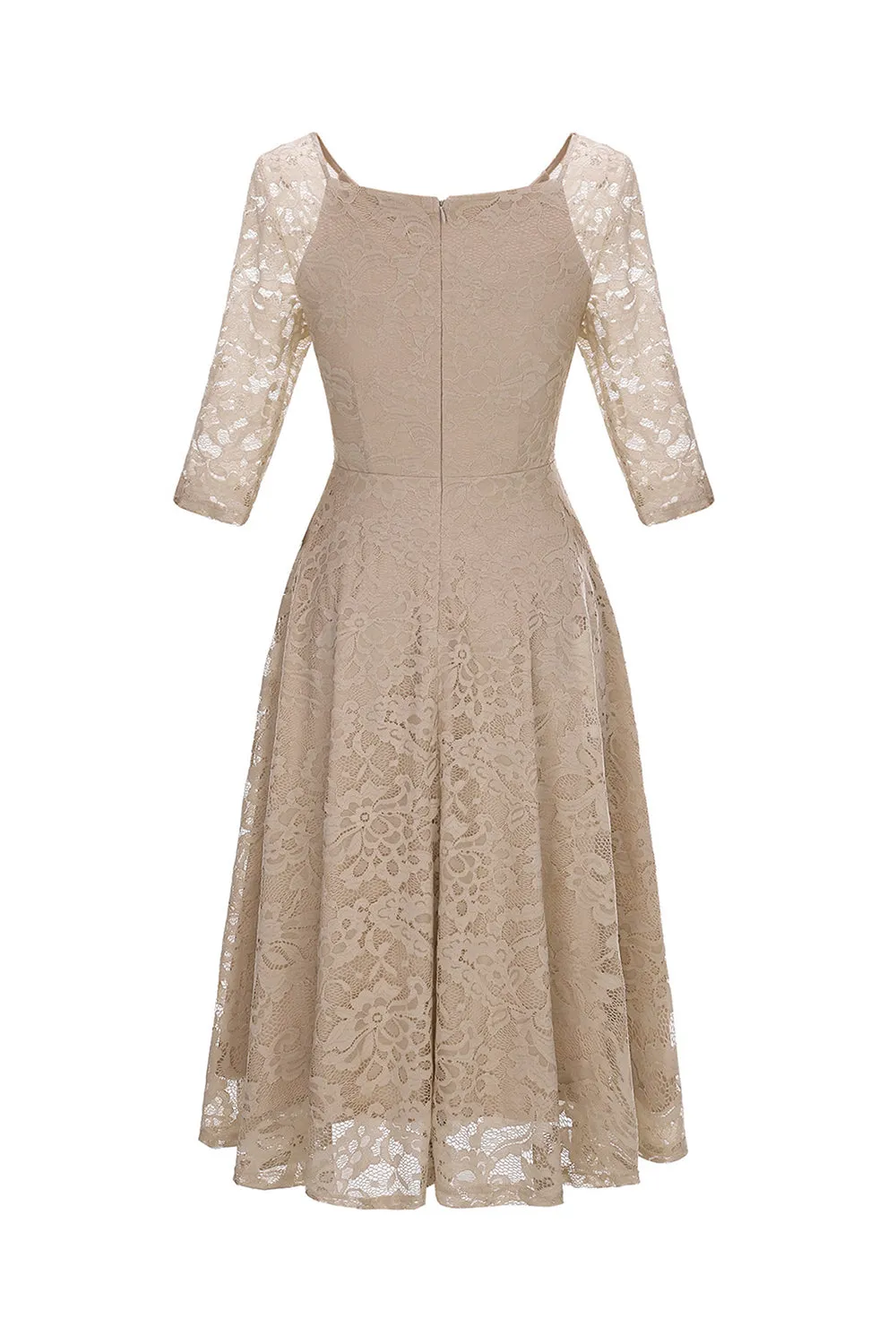 Champagne 3/4 Sleeves Lace Party Dress sold by Zapaka product image thumbnail 2