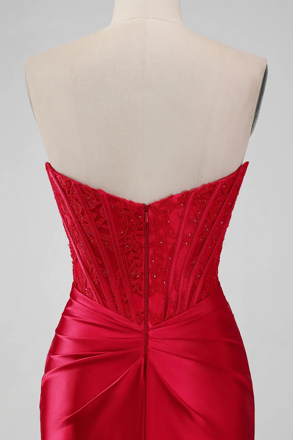 Sparkly Red Strapless Bodycon Short Homecoming Dress with Lace sold by Zapaka product image thumbnail 5