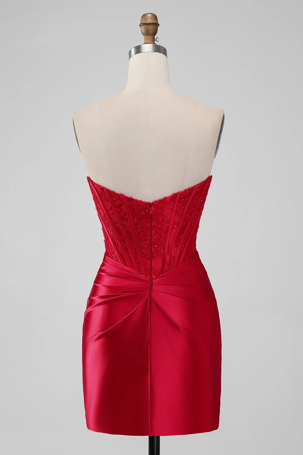 Sparkly Red Strapless Bodycon Short Homecoming Dress with Lace sold by Zapaka product image thumbnail 2