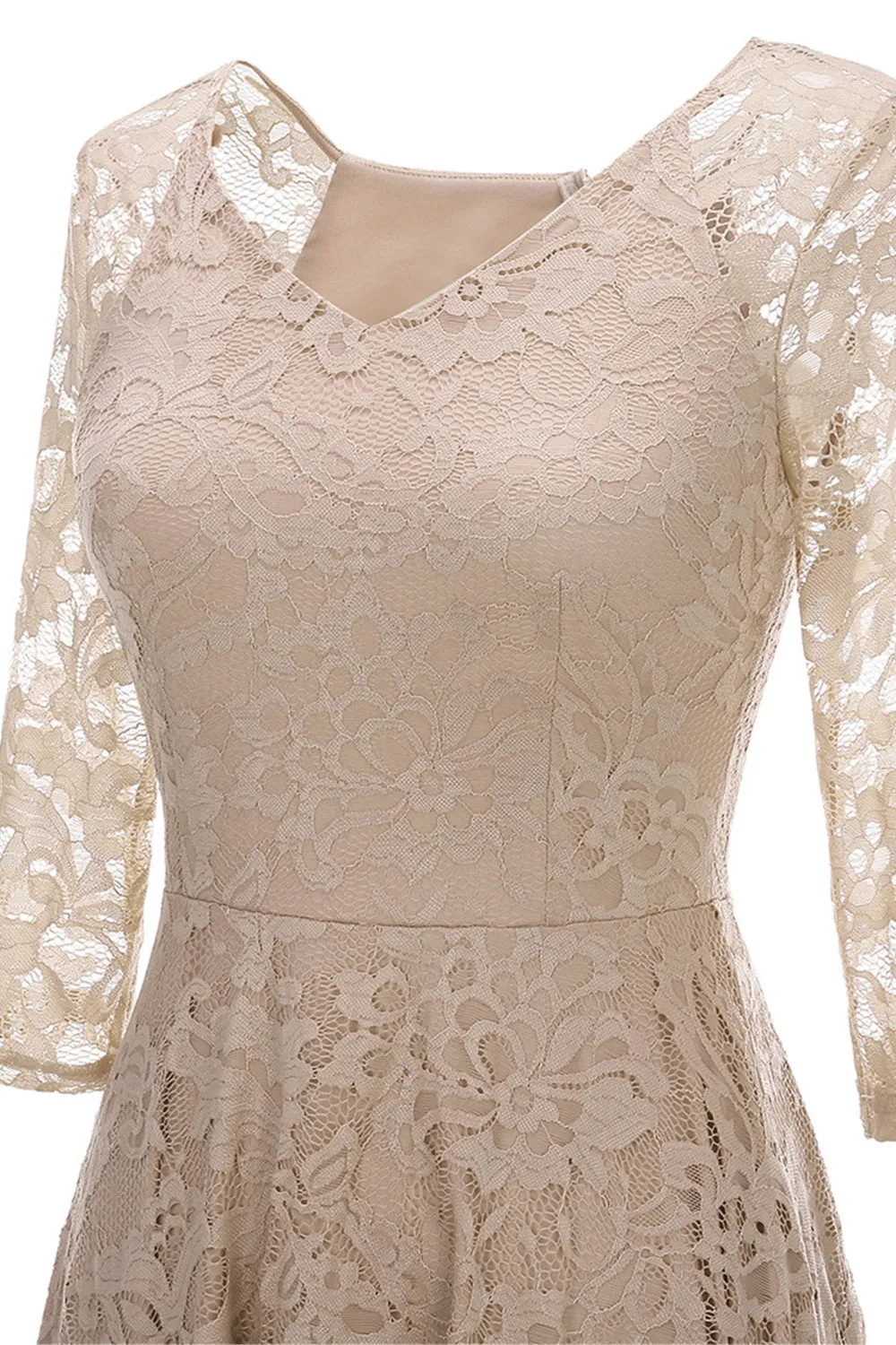 Champagne 3/4 Sleeves Lace Party Dress sold by Zapaka product image thumbnail 3