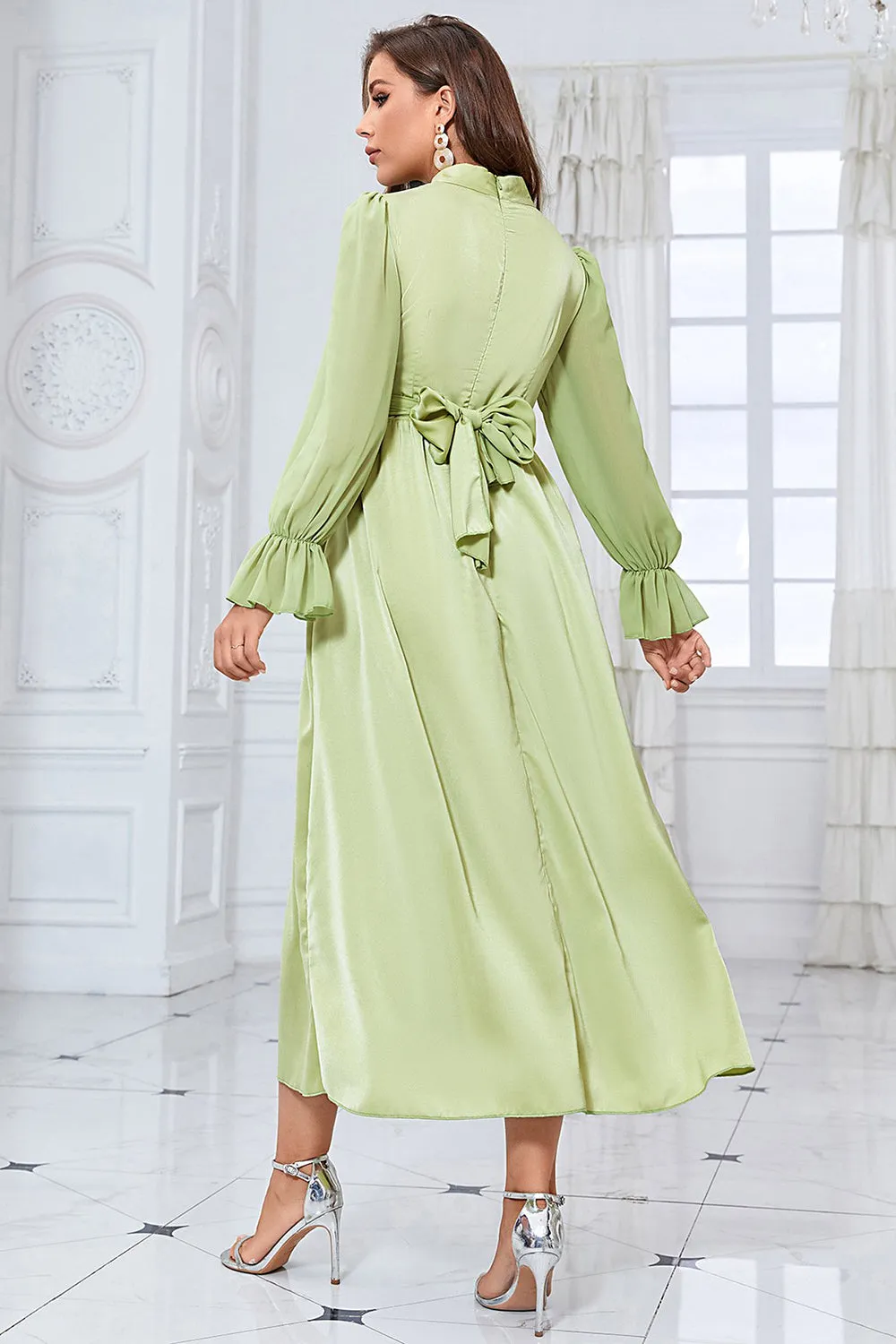 A Line Green Long Sleeves Casual Dress sold by Zapaka product image thumbnail 2