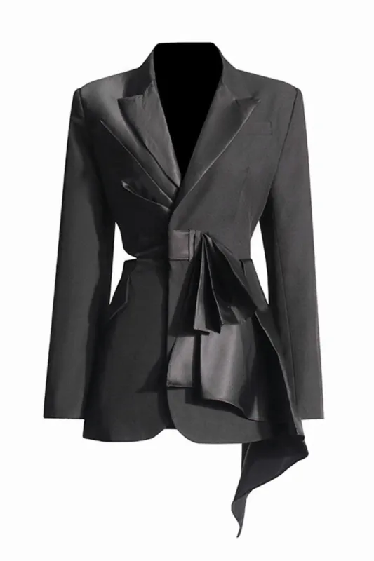 Black Peak Lapel Cut-out Women Blazer sold by Zapaka