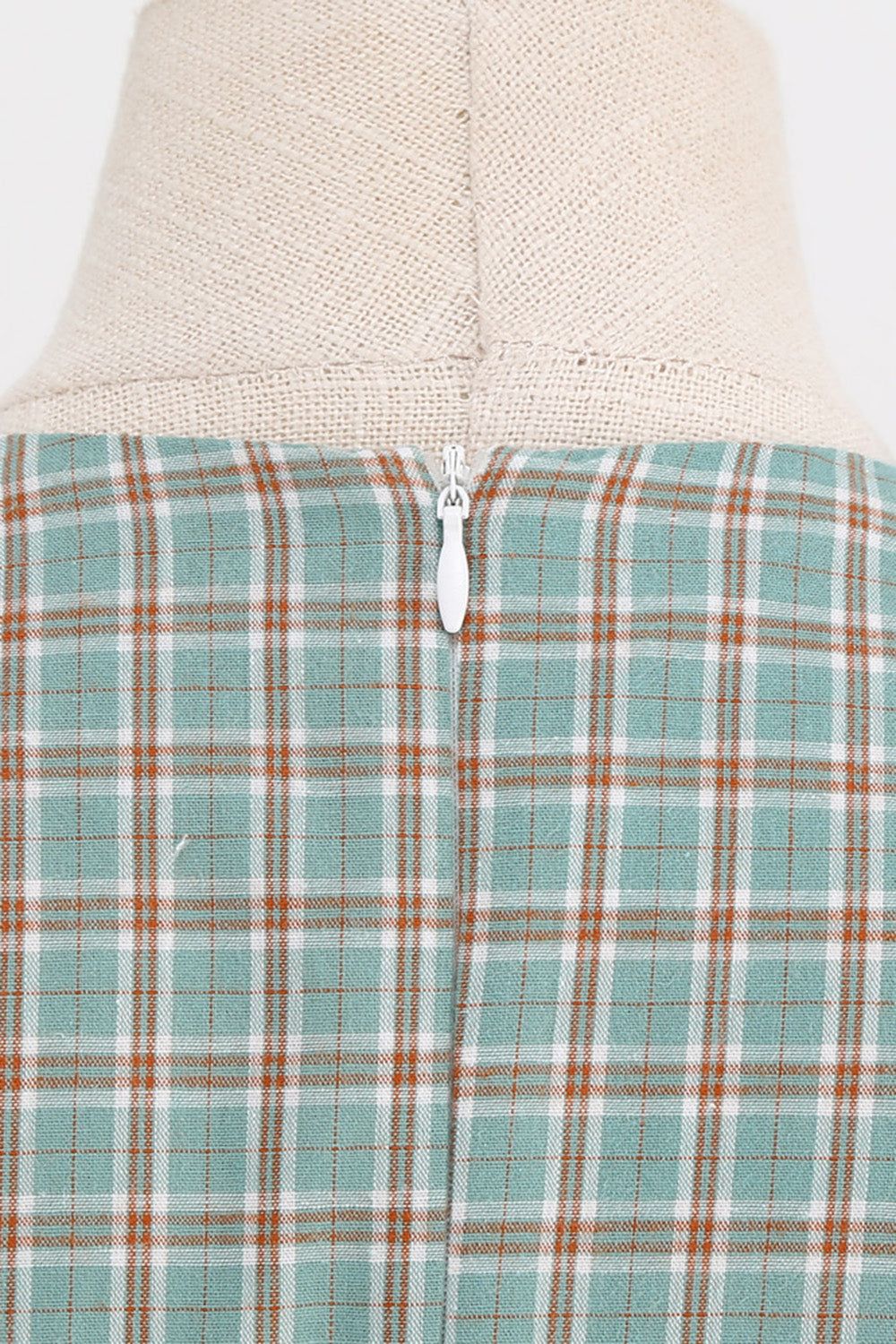 Green A Line Plaid Vintage 1950s Dress with Belt sold by Zapaka product image thumbnail 5