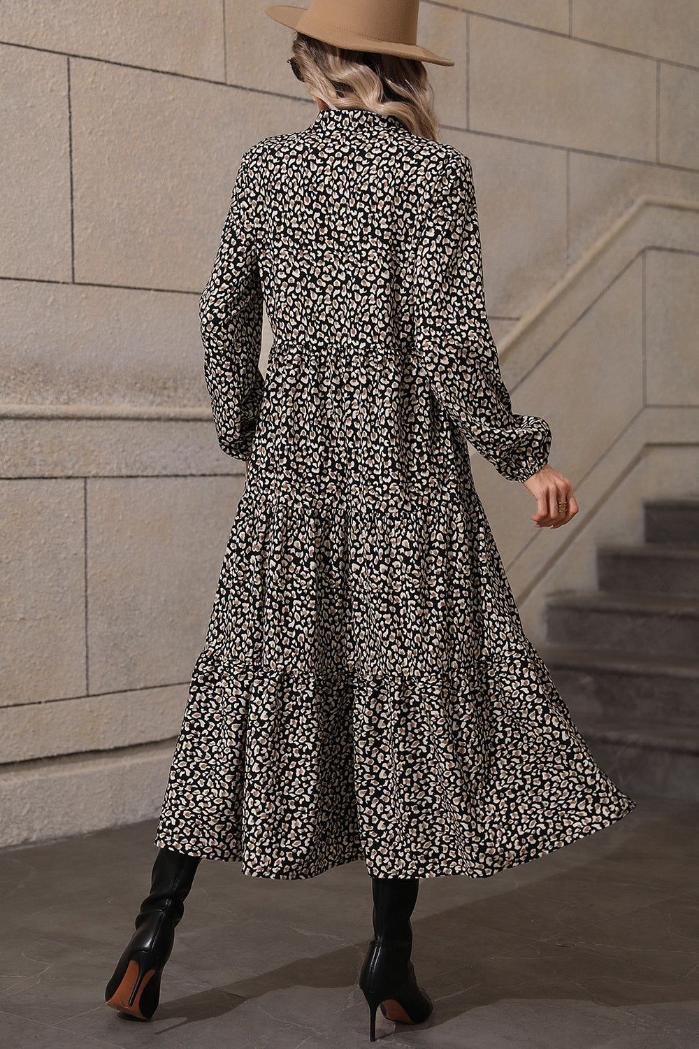 Printed A Line Black Long Sleeves Casual Dress sold by Zapaka product image thumbnail 2